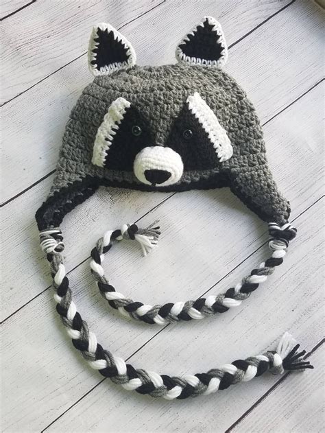 Crochet Raccoon Hat | Etsy