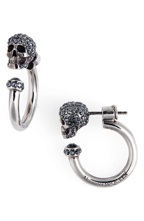 Lyst Alexander McQueen Skull Huggie Hoop Earrings In Metallic