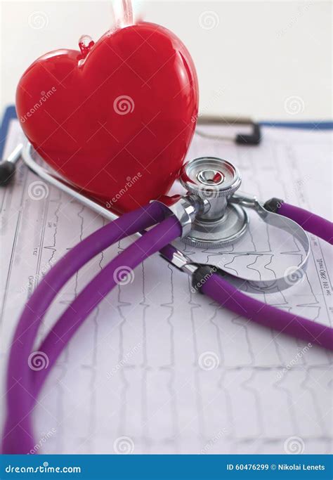 Medical Stethoscope And Heart Isolated On White Stock Image Image Of