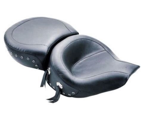 Mustang 75457 Wide Touring One Piece Studded Seat Smooth Black