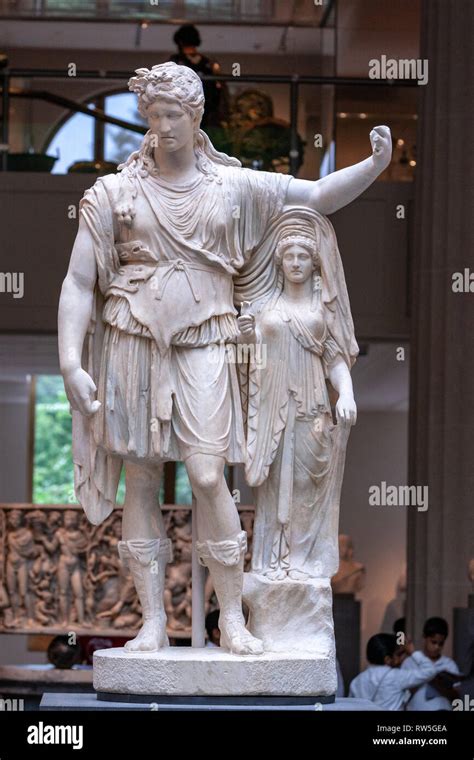 Marble Roman Statue Of Dionysos Leaning On A Female Figure Hope