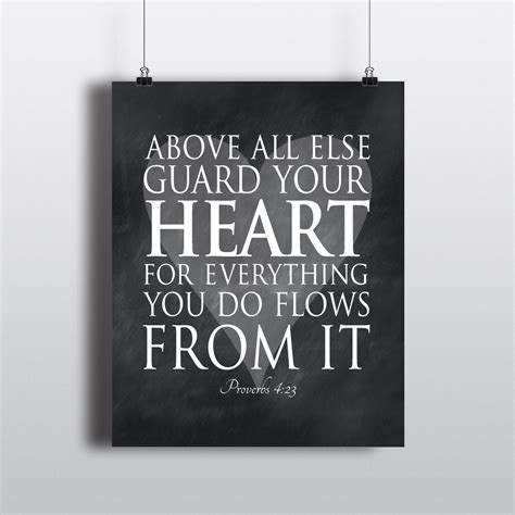 Above All Else Guard Your Heart Typography Wall Art Print Etsy