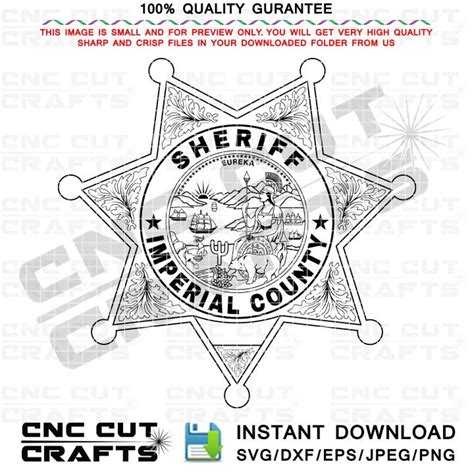 Imperial County Sheriff SVG Star Badge Vector Cnc Router, Cricut, Laser ...