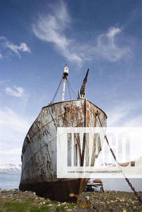 Old British Whaling Ship Petrel With Harpoon At Grytviken South