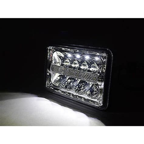 4X6 Chrome LED DRL Light Bulbs Clear Sealed Beam Headlamp Headlight