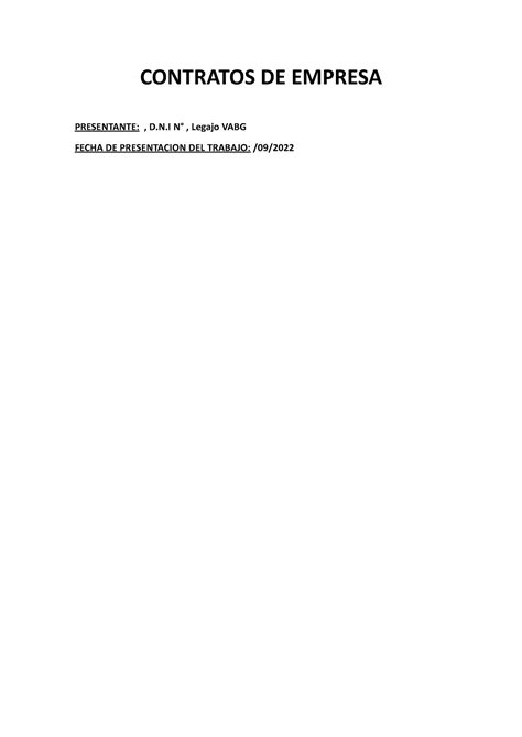 Trabajo Practico N 1 Contratos DE Empresa CONTRATOS DE EMPRESA