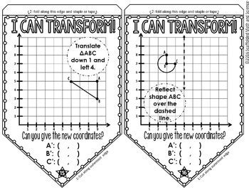 Geometric Transformations Math Pennant (QUADRANT 1) | TpT