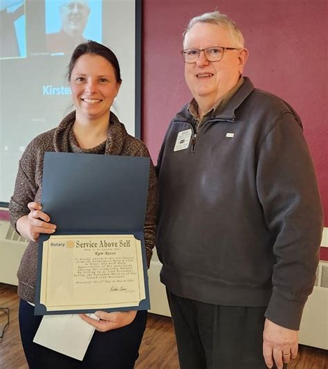 Kym Recco Receives Service Above Self Award Rotary Club Of Farmington