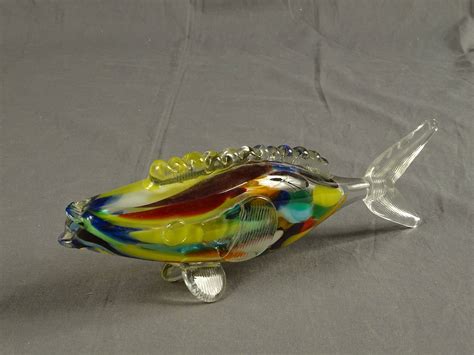 MURANO Poisson en verre soufflé arlequin L 24 cm Vente aux enchères