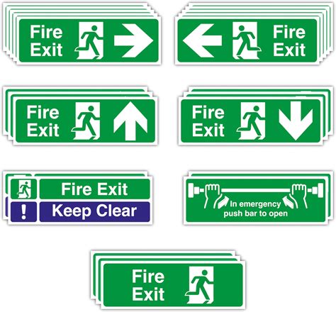 30CM X 10CM Pack Of 23 Fire Exit Signs Self Adhesive Vinyl Stickers 5X