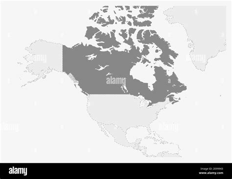 Mappa Dell America Con La Mappa Del Canada Evidenziata Mappa Grigia