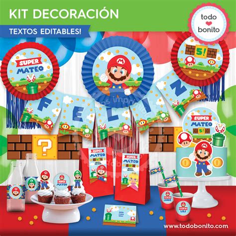 Super Mario Bros Kit Imprimible Decoraci N De Fiesta