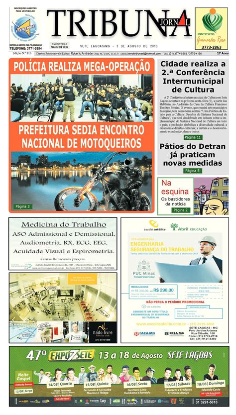 Calam O Jornal Tribuna De Sete Lagoas Edi O