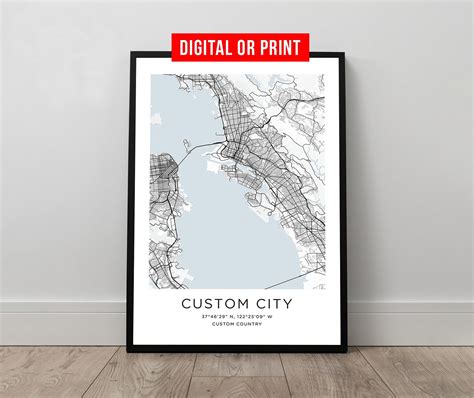 Hometown Street Map Poster Custom City Map Art Print and Frame | Etsy