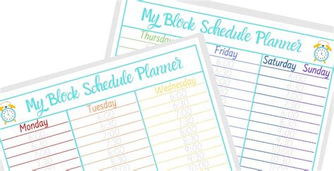 Block Schedule Template – Organized 31 Shop