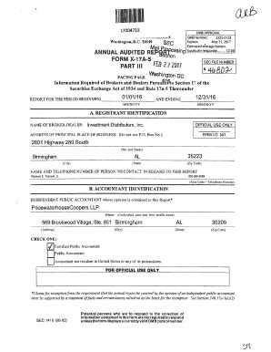 Fillable Online Annual Audited Report Form X 17a 5 11 Part Iii SEC