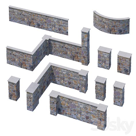 Stone Fence Flagstone Fence 3d Model