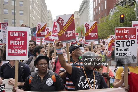 Counter Protesters Chant And Hold Signs During The Unite The Right 2