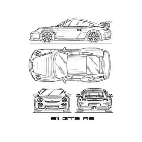 911 Gt3 Rs Blueprint Sticker By Mark Rogan Pixels