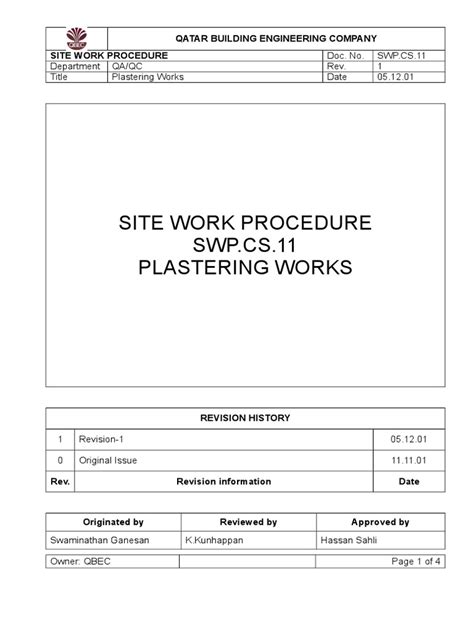 Plastering Method Statement R Pdf Industrial Processes Building