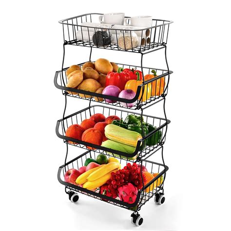 Buy Fruit Vegetable Storage Basket Tier Stackable Metal Wire Storage