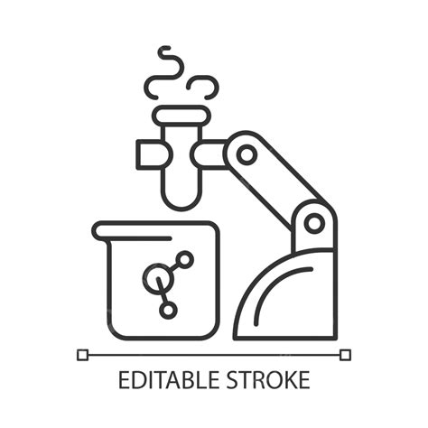 Robotic Lab Assistance Linear Icon Drawing Medicine Sign Vector