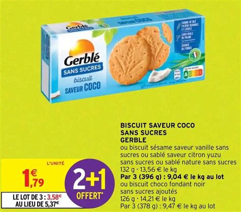 Promo Biscuit Saveur Coco Sans Sucres Gerble Chez Intermarch Hyper