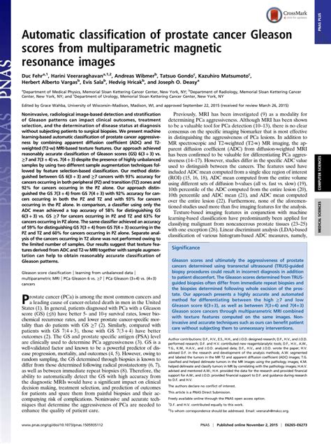 PDF Automatic Classification Of Prostate Cancer Gleason Scores From