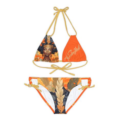 Tchabagadi Crown Bikini Set Orange Gold Black Tchabagadi