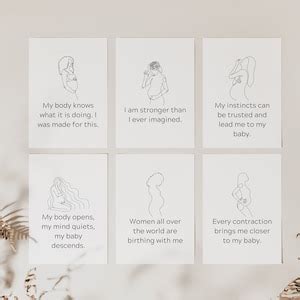 Minimalist Birthing Affirmation Cards Deck Of 38 Printable Positive