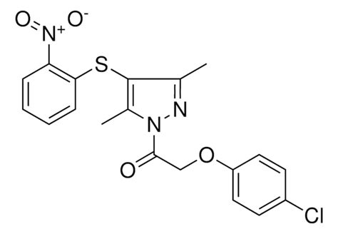 1 4 CHLOROPHENOXY ACETYL 3 5 DIMETHYL 4 2 NITROPHENYL THIO 1H