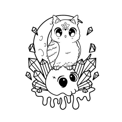 Premium Vector Pastel Goth Coloring Page Creepy Kawaii Pages