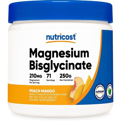 Nutricost Magnesium Bisglycinate Powder Peach Mango Non Gmo Vegetarian Healthland Co