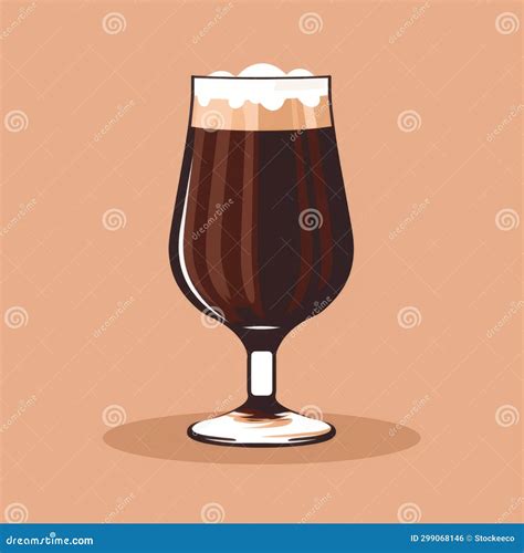 Colorful Cartoon Style Glass Of Brown Beer On Beige Background Stock Illustration Illustration