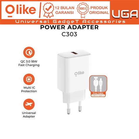 Jual OLIKE C303 Charger Adapter VOOC QC 3 0 18W Fast Charge Type C