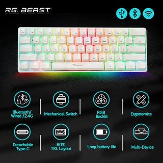 Local Stock Dailytech G Three Mode Hot Swappable Rgb Rk Mechanical Gaming Keyboard