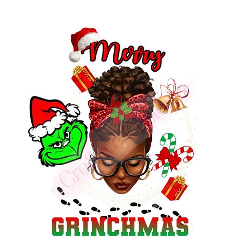 Merry Grinchmas Messy Bun Png Digital File Etsy