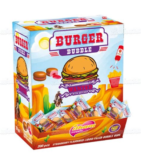 Ilham Sweet Box Burger Bubble Gum In Bulk Packaging