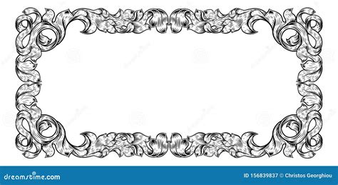 Filigree Heraldry Leaf Pattern Floral Border Frame Stock Vector