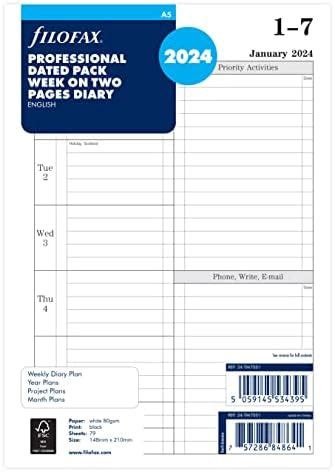 Amazon Filofax A5 Week To View English Diary 2024 Office Products