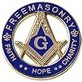 Amazon Faith Hope Charity Square Compass Round Masonic Lapel Pin