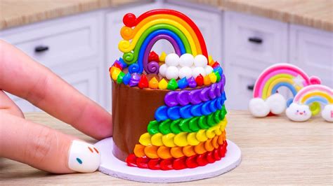 Satisfying Miniature Rainbow Chocolate Cake Decorating Ideas Tiny