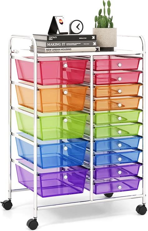 Yaheetech 15 Drawers Rolling Storage Cart Multipurpose