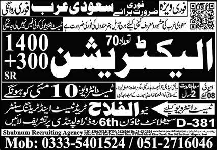 Electrician Jobs Open In Saudi Arabia 2024 2024 Job Advertisement Pakistan