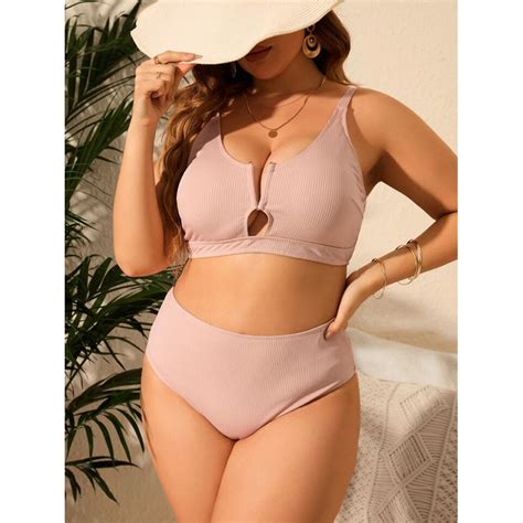 Plus Size Two Piece Swimsuit Xl Bikini Set Rib Type Shopee Philippines