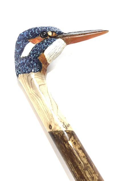 Ian Taylor Hand Crafted Kingfisher Walking Stick Antique And Vintage