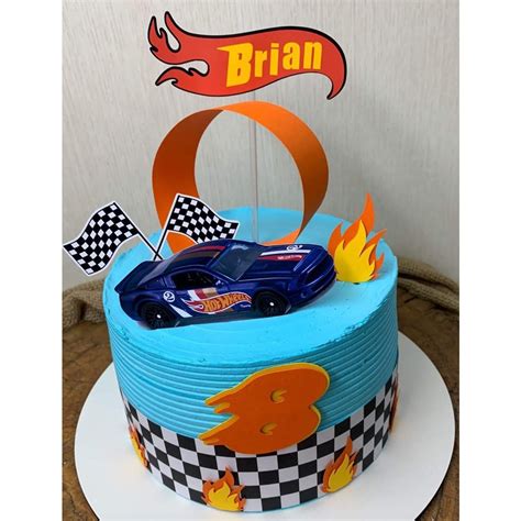 Topo De Bolo Hotwheels Topper Personalizado Carrinho Shopee Brasil