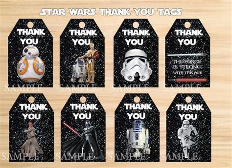 Instant Dl Star Wars Thank You Tags Star Wars Party Star Etsy