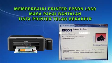 Cara Memperbaiki Printer Epson L360 Masa Pakai Bantalan Tinta Printer Telah Berakhir Youtube