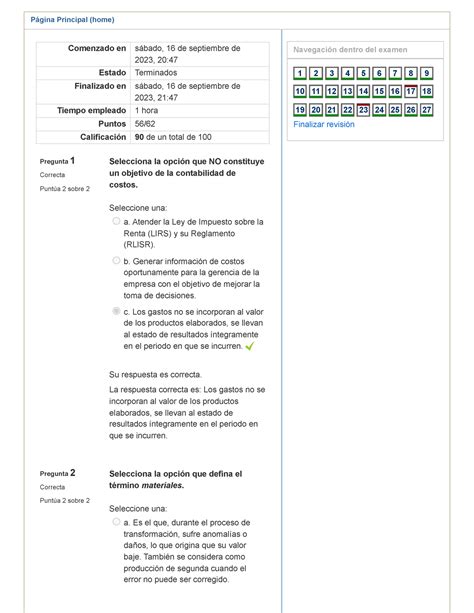 Examen Final Contabilidad De Costos P Gina Principal Home Pregunta